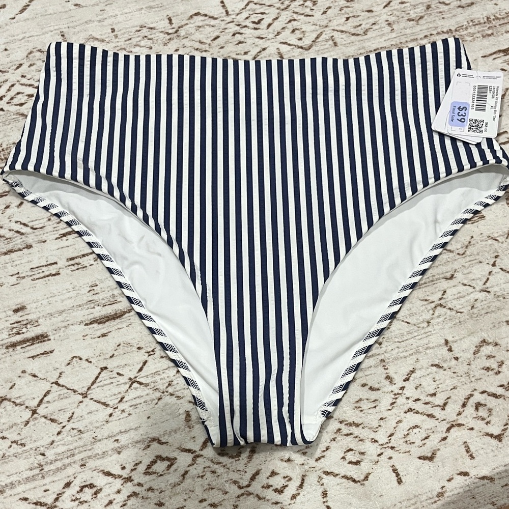 Waterside Seersucker High Waist Skimpy Swim Bottom - Picture 3 of 9